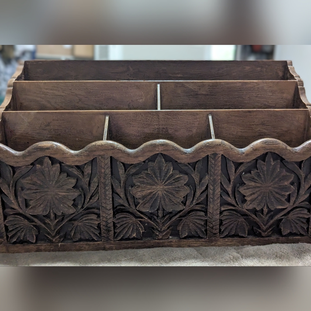 Vintage LERNER Faux Wood Letter Organizer // Desk Organizer